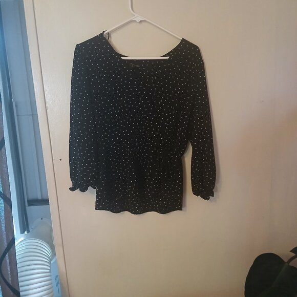 DLM women's black polka dot top Size Large - Picture 1 of 5